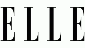 Logo fond blanc avec écriture "ELLE" en noire